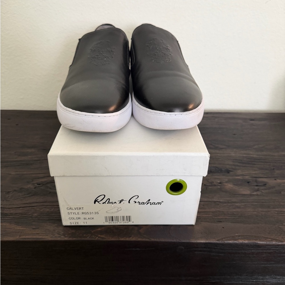 Robert Graham Black Leather Sneakers
